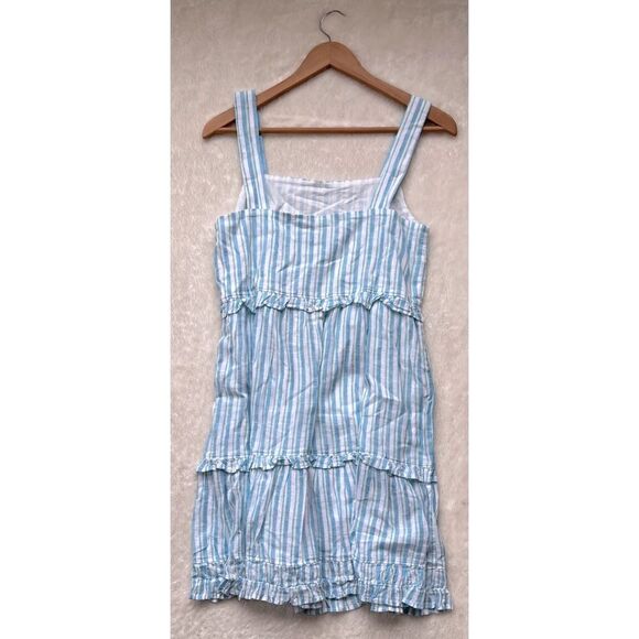 NWT Rails Sandy Dress Linen Blend Striped Ruffle Mini in Laguna Stripe, Small - Picture 13 of 16